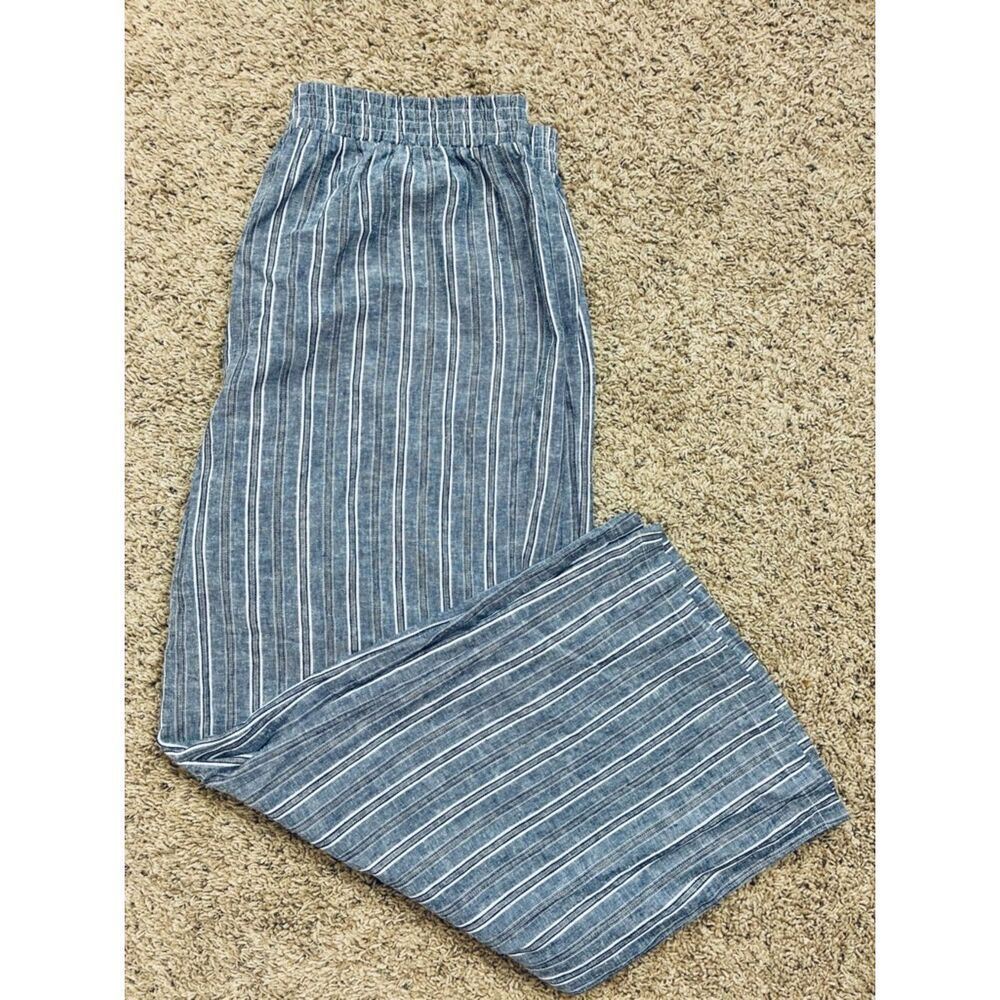 NWT Blue on Blue Stripe pants w/ metallic thread. High waist!